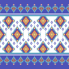 Native Abstract geometric Ethnic pattern seamless. Blue and white