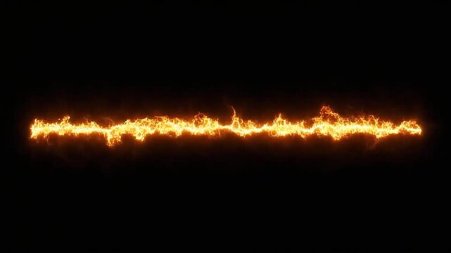 An animation of a fiery, glowing line of energy. This seamless, looping element with a black background (alpha channel) is a perfect overlay for hot, power, or magic effects.