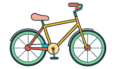 Colorful flat design bicycle illustration on black background