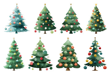 Obraz premium PNG Festive Christmas tree collection, element set on transparent background