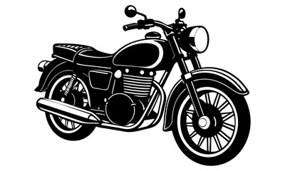 Classic motorcycle silhouette in white on black background