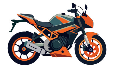 Modern sport motorcycle with orange and teal accents