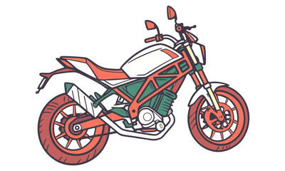 Stylized orange and green motorcycle illustration