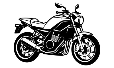 Stylized white motorcycle illustration on black background