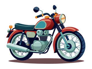 Retro red motorcycle with teal accents