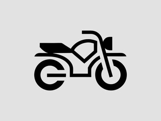 Minimalist black motorcycle icon on a light gray background