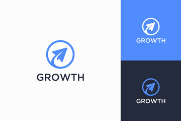 paper airplane logo depicting growth.