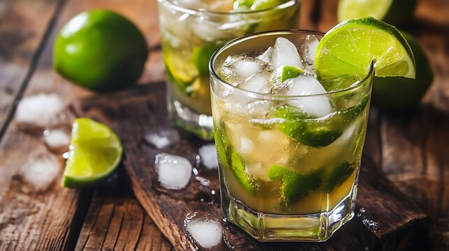 Sweet and refreshing caipirinha national cocktail - Powered by Adobe