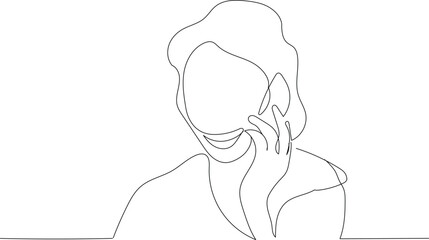 Minimalist Woman Talking on Phone Line Art – Elegant Continuous One Line Drawing for Communication and Modern Lifestyle Concept