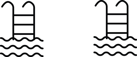 ladder in swimming pool  icon vector graphic illustration  with white background flat hand made icon fill icon .