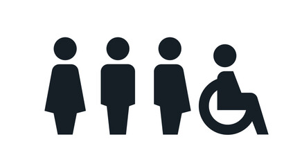 All gender restroom sign. Toilet line icon, linear style vector pictogram. WC gender symbol.

