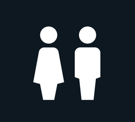 Gender icon. Man and Woman icon isolated minimal design. Toilet line icon, outline vector sign, linear style pictogram isolated on white. WC symbol, vector logo illustration.
