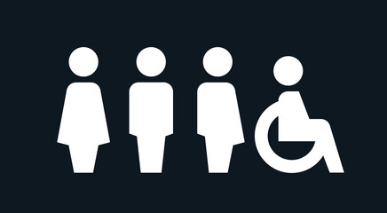 All gender restroom sign. Toilet line icon, linear style vector pictogram. WC gender symbol.
