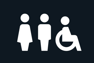 WC pictograms: standard and accessible toilet. Toilet icons, pictograms. WC symbols, vector logo illustration.
