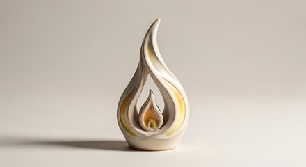 Elegant ceramic sculpture abstract flame design bright modern decor piece