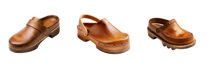 Display of wooden clogs showcasing unique craftsmanship design elements