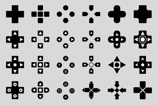 Video game controller button set collection flat vector icon for games and websites.