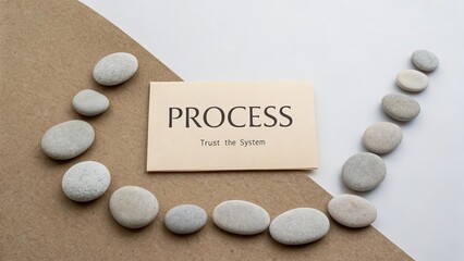 Stones Arranged With Process Text Promoting Trusting the System