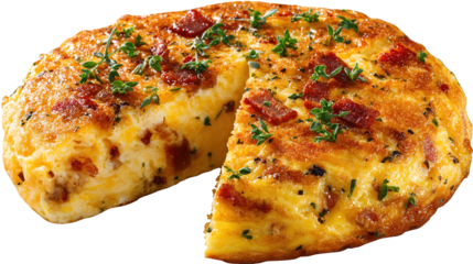 Omelet with parsley, cherry tomatoes, and copyspace