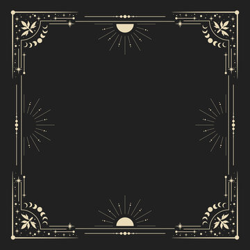 Magic vector frame . Mystic frame for tarot, esoteric, astrology design. Template for poster and prints.