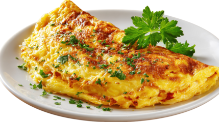 Omelet with parsley, cherry tomatoes, and copyspace