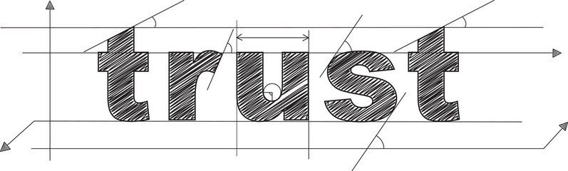  TRUST black draft text banner on transparent background