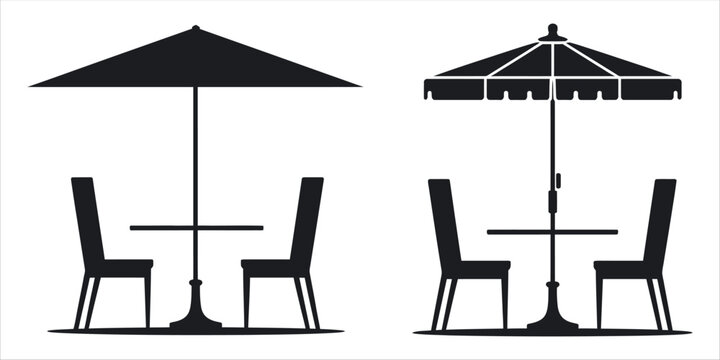 Vintage Terrace Cafe Line Icon Set. Collection of Outdoor Cafe Logo Symbols and Line Icons. Perfect vector illustrator graphics for Restaurants, Coffee Shops, Relaxation, and Hospitality branding.