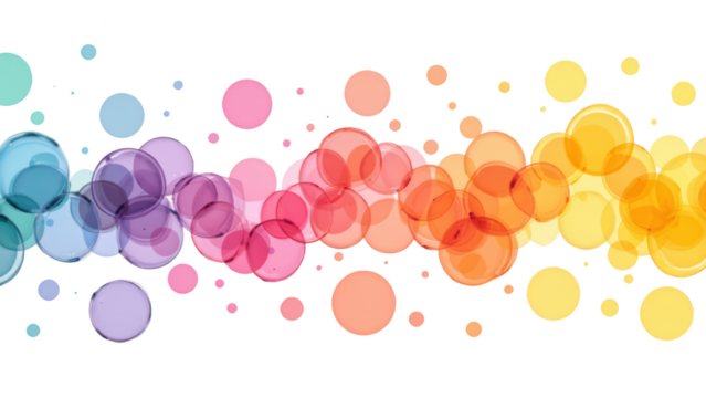 Colorful abstract circles create vibrant flow of hues, blending seamlessly from purple to orange, evoking sense of joy and creativity - Powered by Adobe