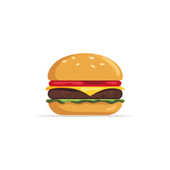 2D minimalist flat vector of a Burger, contemporary clean design isolated on white.