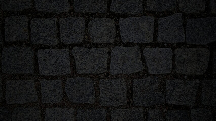 dunkler Hintergrund, altes Granitpflaster