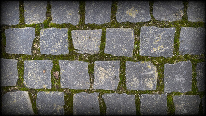 moosiges Granitpflaster