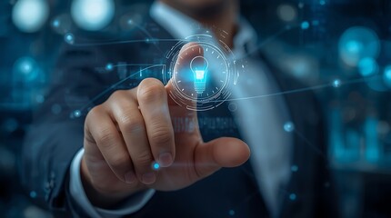 Hand interacting with a digital globe, surrounded by glowing lines and network patterns, suggesting global connectivity and technology.