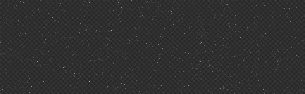 Starry night bright sky transparent background. Falling snow vector 10 eps