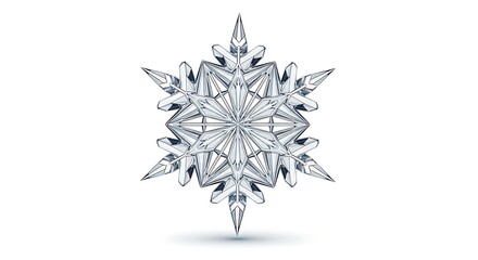 Stunning crystalline snowflake glistens with intricate detail, a symbol of winter's delicate beauty.