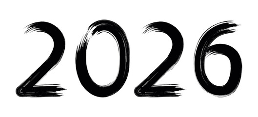 Grunge brush-style 2026 typography with rough textured strokes and distressed artistic edges, blending modern minimalism and expressive design perfect for bold poster, logo, and creative concept art © craft_art