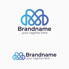 Modern Abstract Cloud Loop Line Logo Design Vector Template for Technology Data Software Digital Network Communication Services Business Branding Identity