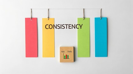 Colored Paper Bars With Consistency Message Concept