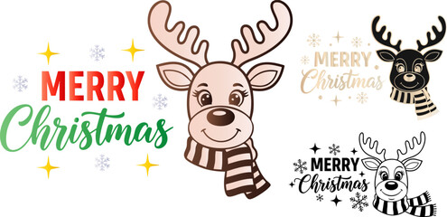 Festive christmas reindeer designs with merry christmas greetings and winter cheer © Design