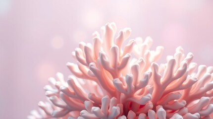 Pink Coral Reef Close Up, Delicate Underwater Sea Life, Bokeh Background
