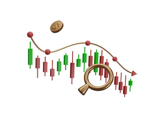 Global trading financial business stock market chart icon isolated on transparent background, technology trade exchange financial and investment concept. Cryptocurrency economy. 3d rendering
