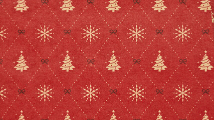 red Christmas background with snowflakes and christmas trees,seamless pattern of christmas trees...