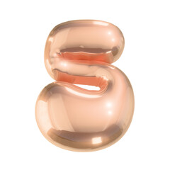 Number 5 in Shiny Golden Metallic Style