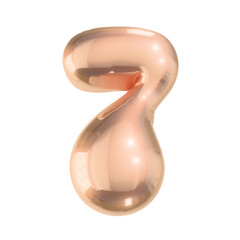 Number 7 in Shiny Golden Metallic Style