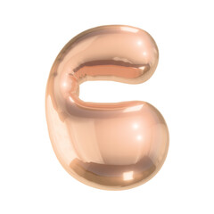 Letter c in Shiny Golden Metallic Style