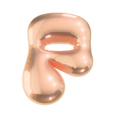Letter p in Shiny Golden Metallic Style