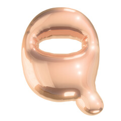 Letter q in Shiny Golden Metallic Style