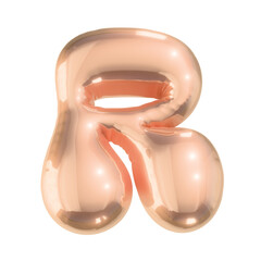 Letter r in Shiny Golden Metallic Style