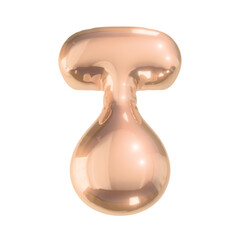 Letter t in Shiny Golden Metallic Style