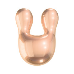 Letter v in Shiny Golden Metallic Style