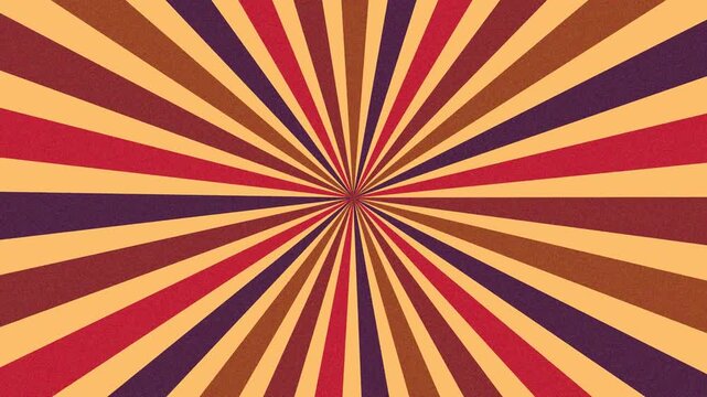 Retro Sunburst Radial Animation Loop: Vintage Stripes Motion Graphic Background in Bold 70s Colors